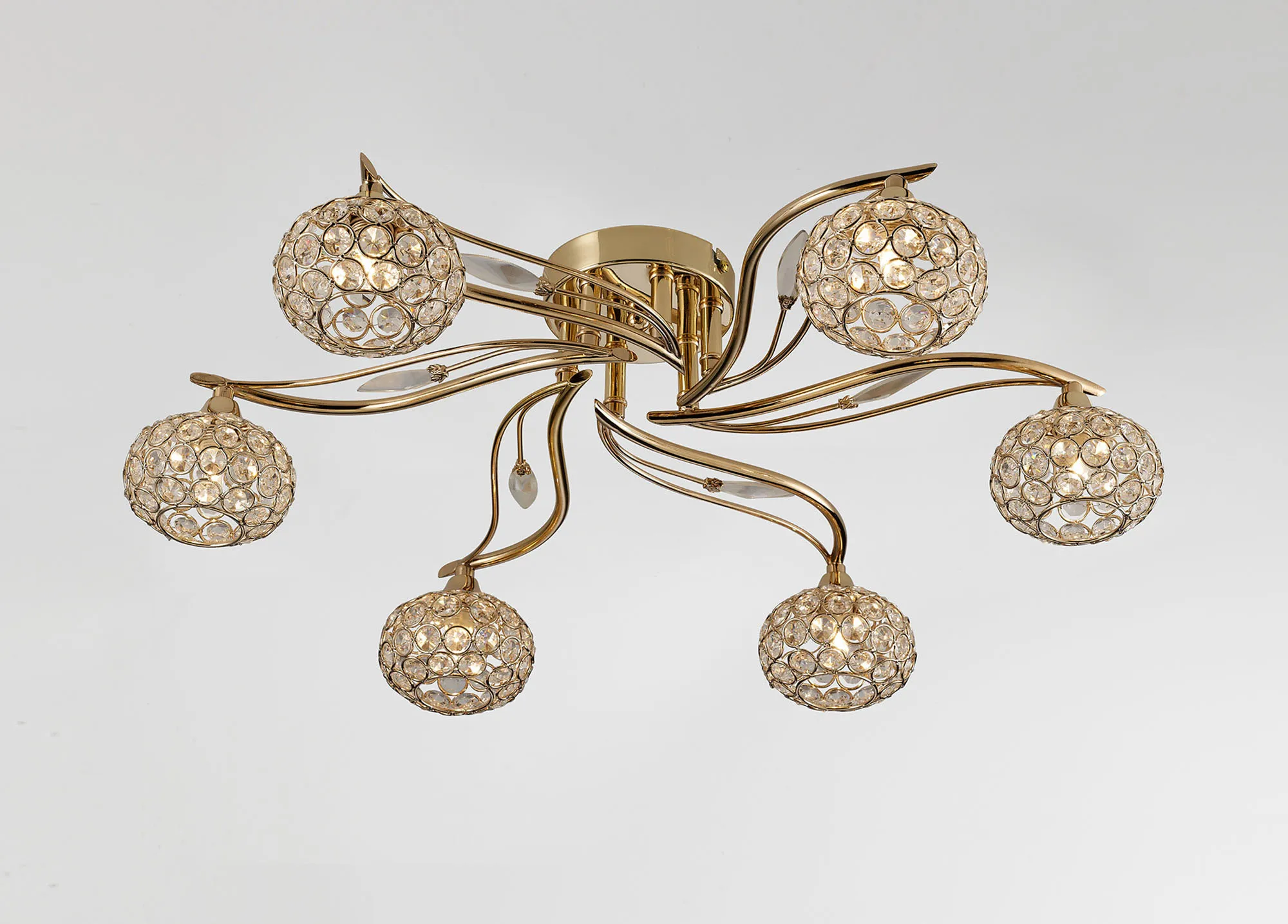 IL30966  Leimo Crystal Ceiling 6 Light French Gold